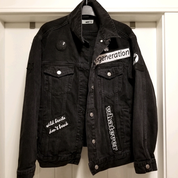 Topshop Jackets & Blazers - Top Shop Patchwork Denim Jacket